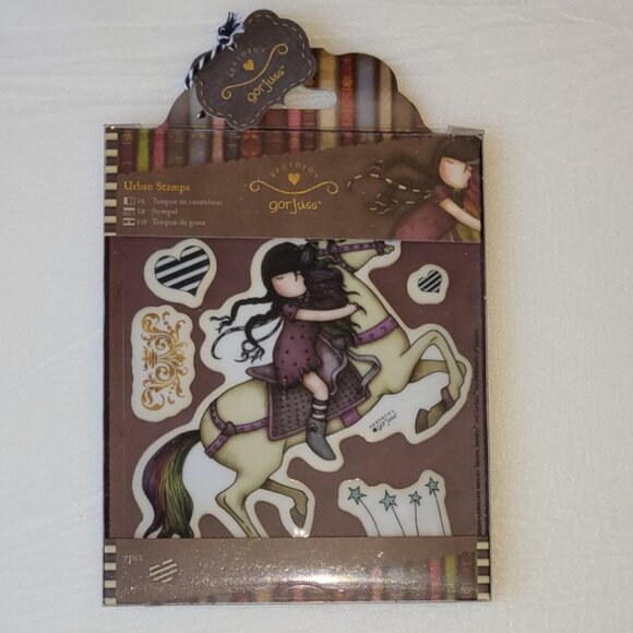 Santoro London Gorjuss Girl Urban Rubber Stamps The Runaway 7 pieces - Picture 1 of 3